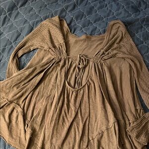 We The Free Brown Flowy Blouse